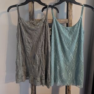 Elegant Lace Camisole Set - Gray and Blue